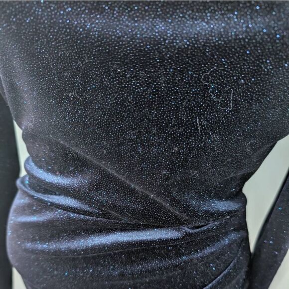 Lovely Day Long Sleeve Blue Glitter Velvet Dress - Picture 5 of 6